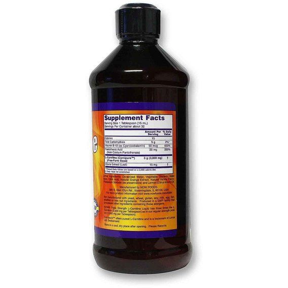 Карнитин NOW Foods L-Carnitine Liquid 3000 mg 473 ml /31 servings/ Citrus | Зображення 1