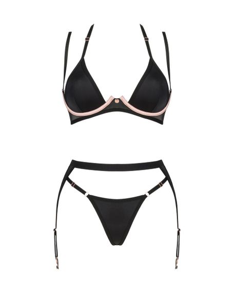 Комплект 3 предмети - ліф, стрінги та пояс для панчох Selinne 3-pcs set, чорний, XS/S | Зображення 4