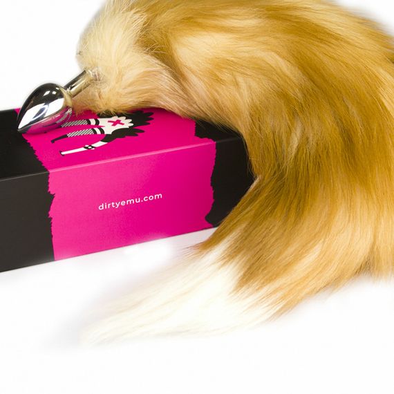 Анальна пробка-хвостик S з натурального хутра YELLOW колір жовтий sexstyle