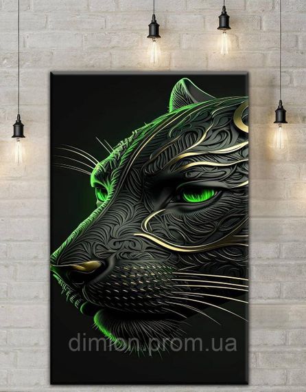 Картина на полотні "Green Black Tiger" 50х60 см + Подарунок покриття лаком на полотні | Зображення 1