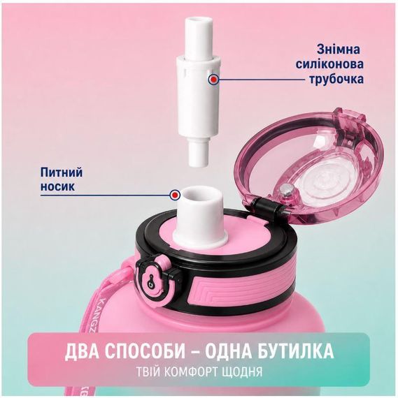 Спортивная бутылка для воды KANGZYUAN 2500 мл (2,5л) Розовый градиент (BPA Free) Tritan | Зображення 6