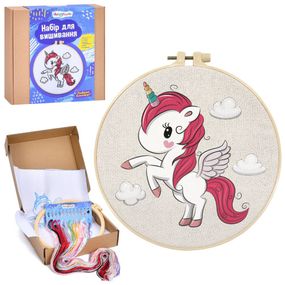 Детский набор для вышивания "Единорожка" DYEK1017 пяльце 20 см