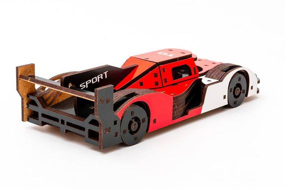 Конструктор Puz-01037 "Racing Car" Порше дерев'яний, 146 дет., розмір моделі 22х9х5 см PuzzleOk | Зображення 5