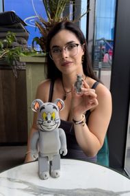 Bearbrick  Tom and Jerry Tom Flocky  дизайнерська статуетка ведмідь Беарбрік 28 см mb027 сіра