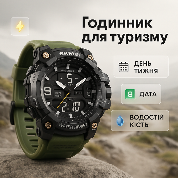 Водонепроникний годинник для риболовлі SKMEI, Годинник Спецназ Спортивний водонепроникний FN-61