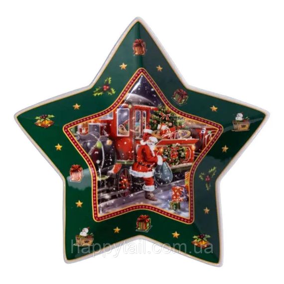Сервірувальне новорічне блюдо для закусок Santa 25,5 (см) з порцеляни HP-SDHK-20