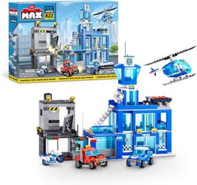 Конструктор Zuru Max Поліцейський відділок з автомобілями, мотоциклом і вертольотом