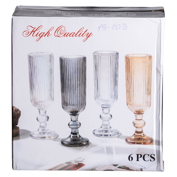 Набор бокалов для шампанского 6 штук 160 мл стеклянные HP-19-103 | Зображення 4