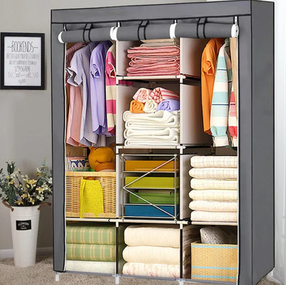Складана каркасна тканинна шафа Storage Wardrobe 88130, шафа на три секції 130*45*175 | Зображення 1