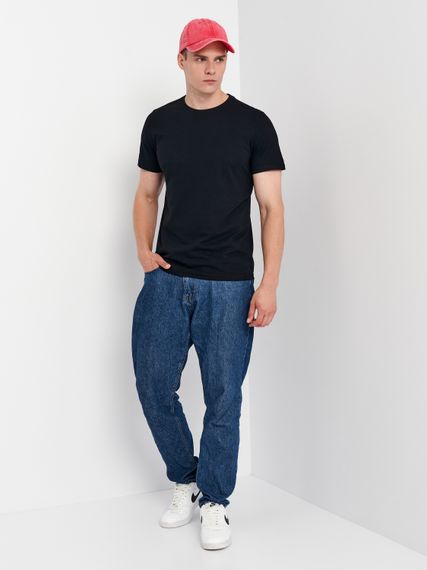 Футболка чоловіча з круглим вирізом однотонна чорна, L | Зображення 2