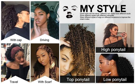 Хвіст накладний кучерявий афро 40 см каштановий з мідно-рудим омбре, шиньйон з шнурком, штучне синтетичне волосся | Зображення 7