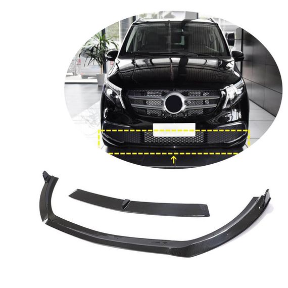 Накладка на передний бампер Lip (2020-2025, Сухой карбон) для Mercedes Vito/V-class W447 2014- гг