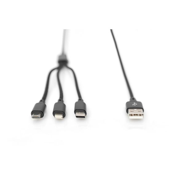 Дата кабель USB 2.0 AM to Lightning + Micro 5P + Type-C 1.0m charge only Digitus (AK-300160-010-S) | Зображення 4