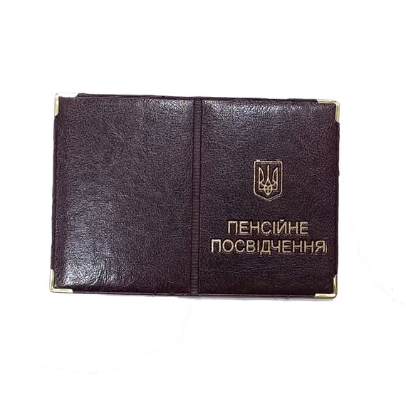 Обкладинка шкірозамінник на пенсійне посвідчення, тиснення золотом 31864 TASCOM Бордовий