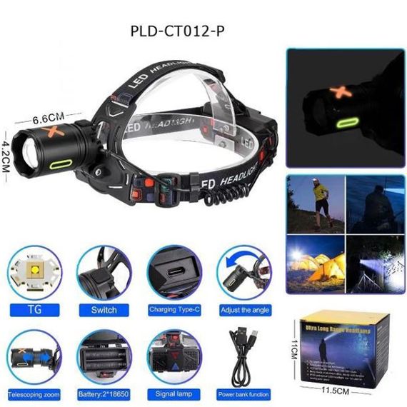 Ліхтар налобний NIGHT VISION FLUORESCENCE CT012-P-TG, Ліхтар акумуляторний для риболовлі, Головний ліхтарик | Зображення 3