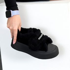 Черные спортивные замшевые зимние автоледи на липучке 38