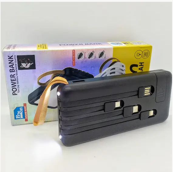 Power Bank 20000 mAh со встроенными кабелями и фонариком | Зображення 2