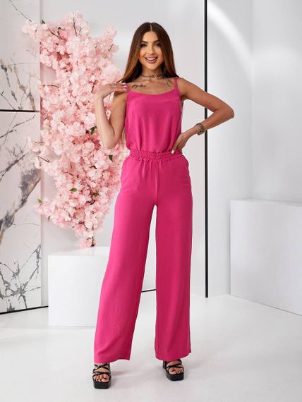 Женский летний костюм майка и брюки креп-жатка, UH379 размер 46, цвет розовый | Зображення 2