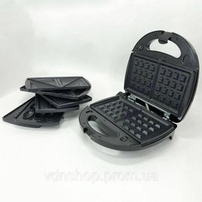 Домашній гриль для шаурми Crownberg Cb-1074, Сендвічниця 4в1, Вафельниця 3в1, Бутербродниця мультипекар ID-89