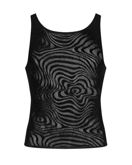 Чоловіча напівпрозора майка-борцовка з візерунком Obsessive T103 tank top S/M/L, чорна | Зображення 4