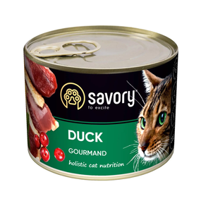 Вологий корм Savory Adult Duck для дорослих вибагливих котів, качка 200г