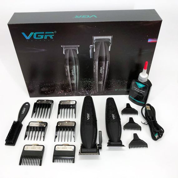 Машинка для стрижки волос без шума VGR V-640, Профессиональный триммер с набором насадок BG-67 | Зображення 7
