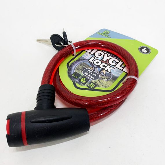 Замок велосипедний KIHUU LOCK 187, 15*65 тросовий, 2 ключі. Колір: червоний JP-34 | Зображення 3