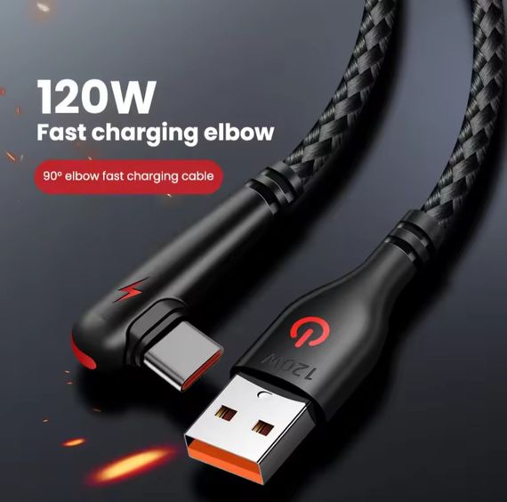 Кабель USB Type-C для швидкого заряджання Huawei Mate (1 метр), 90 градусів, чорний
