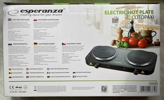 Электроплита настольная Esperanza EKH-010K, 2000 Вт, 2 конфорки, механическое управление | Зображення 7