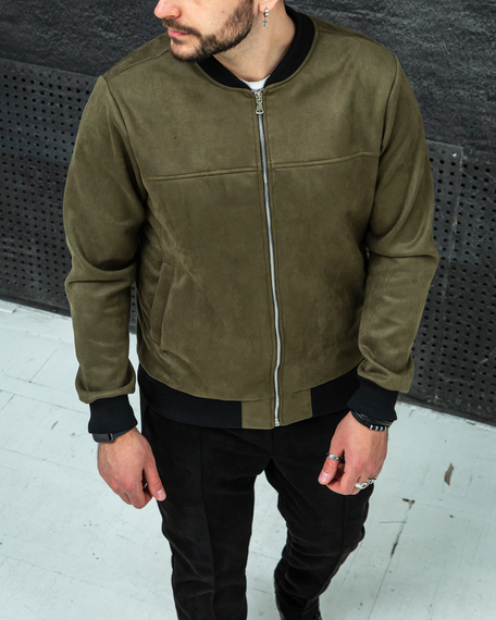 Бомбер замшевый хаки S M | Зображення 5