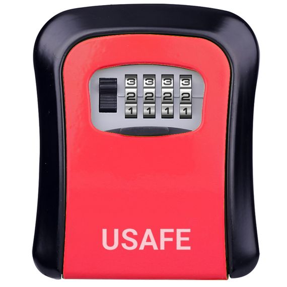 Антивандальний зовнішній міні сейф для ключів uSafe KS-03, з кодовим замком, настінний, Червоний | Зображення 1