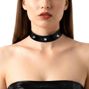 Чокер з шипами Art of Sex - Mistress, колір чорний з ефектом мокрого оксамиту, розмір S Sex Aura