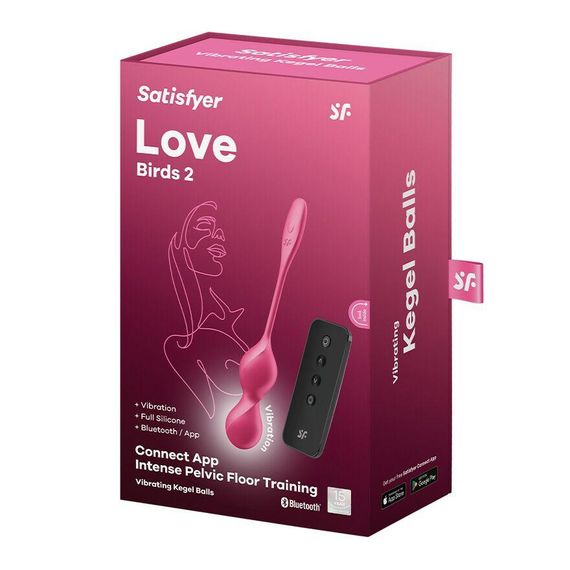 Вагінальні смарт-кульки з вібрацією Satisfyer Love Birds 2 Connect App Red, 86 г, пульт ДК sexstyle | Зображення 4