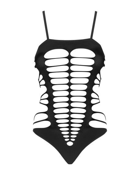 Бодістокінг із поперечними вирізами Obsessive B122 teddy S/M/L, чорний | Зображення 4