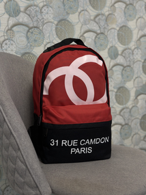 Рюкзак Шанель красно-черный