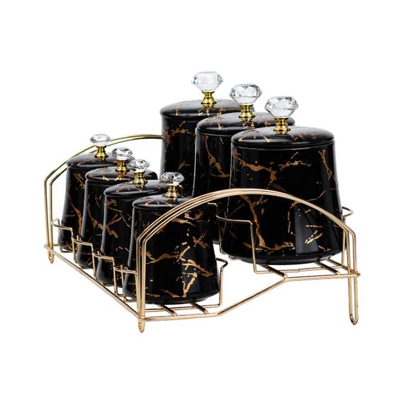 Набор для специй 4 шт по 250 мл и 3 шт по 550 мл на металической подставке черный HP1249 | Зображення 4