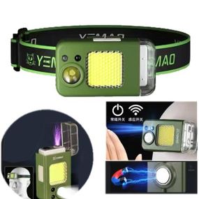 Ліхтар налобний MULTIFUNCTIONAL YM-T618-LED+COB, Motion Sensor, Li-Ion акумулятор, запальничка, ЗУ Type-C, Box