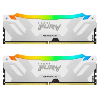 Модуль памяти для компьютера DDR5 48GB (2x24GB) 8400 MHz Renegade RGB White/Silver Kingston Fury (ex.HyperX) (KF584CU40RWAK2-48)