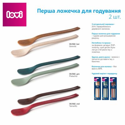 Набір дитячого посуду Lovi Granola Перша ложечка для годування 2 шт (35/582_bei) | Зображення 8