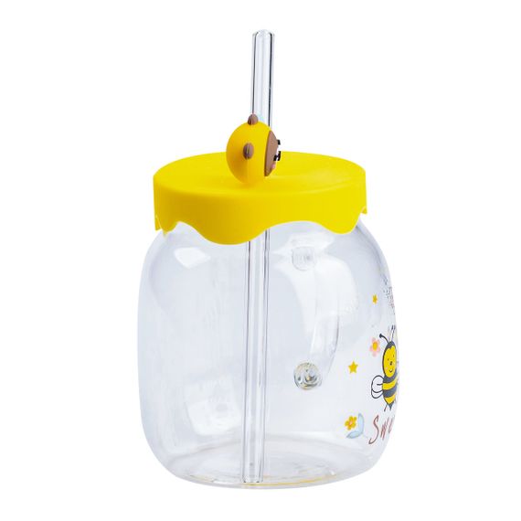 Чашка скляна 500 мл із силіконовою кришкою та трубочкою HP7212 | Зображення 3