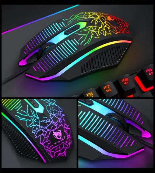 Игровой комплект клавиатура и мышь наушники коврик 4в1 Linmoni TF-400 Kit с RGB подсветкой для геймеров | Зображення 3