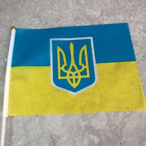 Прапор України з тризубом, 20х28 см з присоскою | Зображення 1