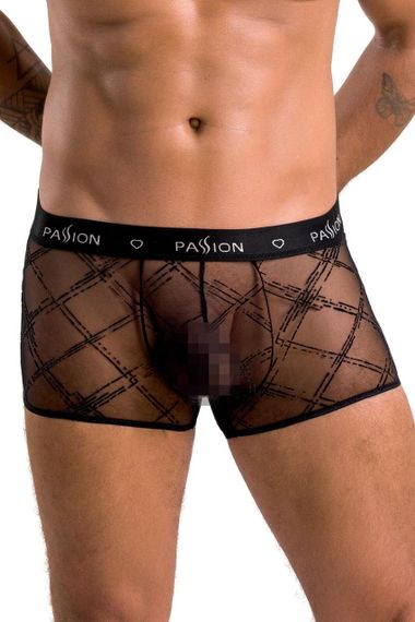 Чоловічі прозорі боксери Passion 032 SHORT JAMES XXL/XXXL Black, сітка Sex Aura