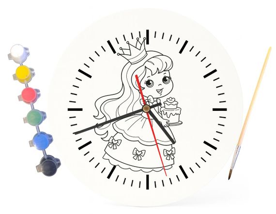Детский набор для творчества часы раскраска Принцесса 30 см (Г0209) | Зображення 2