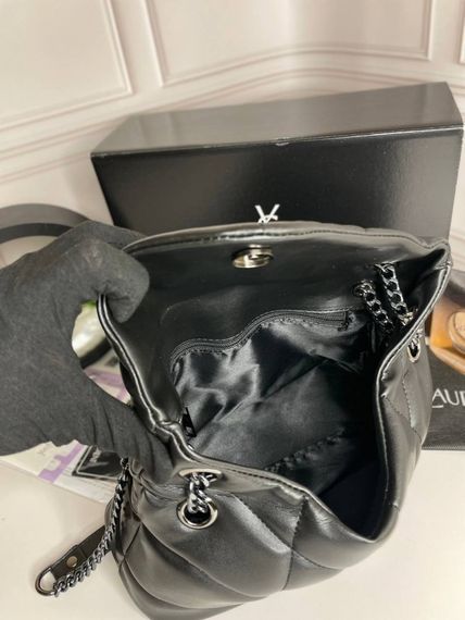 Женская Сумка Yves Saint Laurent Puffer Small Chain Bag in Quilted Lambskin черная с черным лого wb040 | Зображення 3