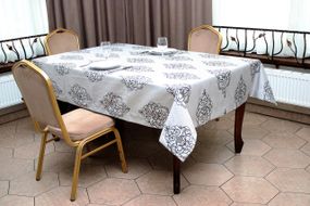 Скатертина двостороння "Corona" 160×285 см, сіра Сталевий