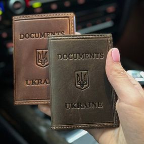 Обкладинка на id паспорт на права для автодокументів шкіряна чорна коричнева бузкова