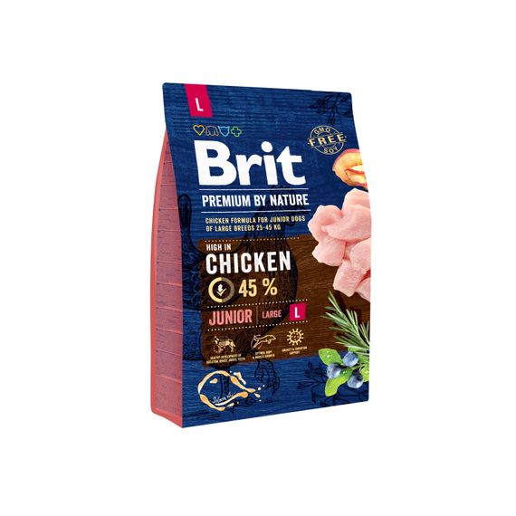 Корм Brit Premium Dog Junior L сухий з куркою для молодих собак великих порід 3 кг