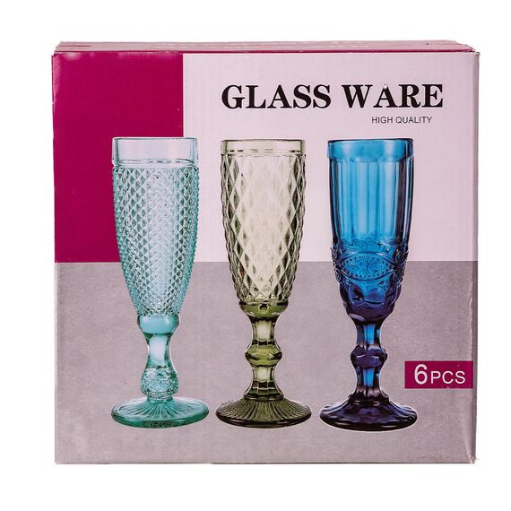 Набор бокалов для шампанского 6 штук по 180 мл Зеленый | Зображення 3