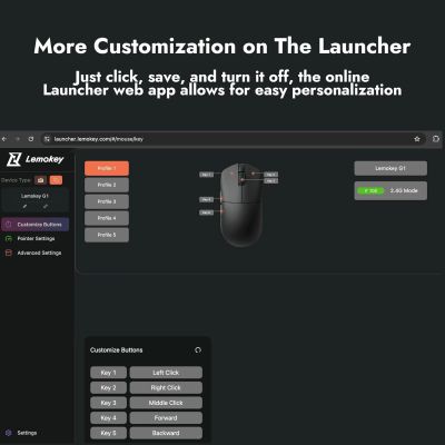 Мышка Lemokey G1 USB-A/USB-C/Wireless 8K Black (G1-A1) | Зображення 7